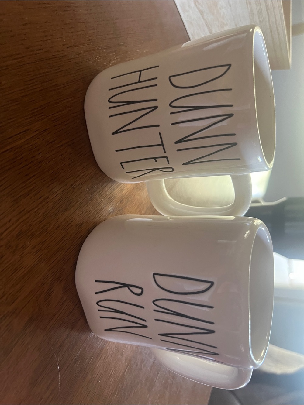Two unique Ceramic Rae Dunn Coffee Mugs